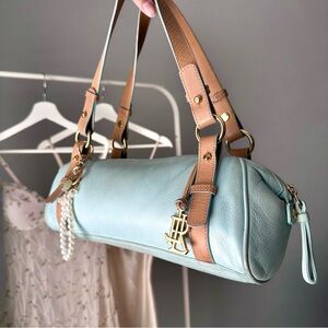 Elegant Blue and Tan Women's Shoulder Bag